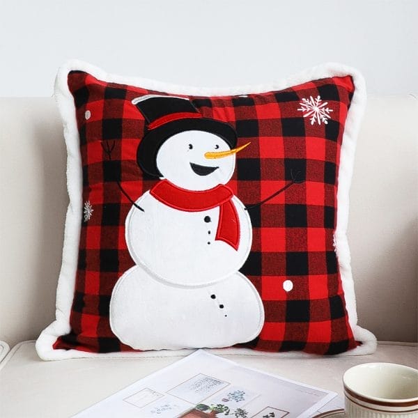 SOGA 2X 45cm Holiday Snowman Pillowcase (Red Plaid) - Image 8