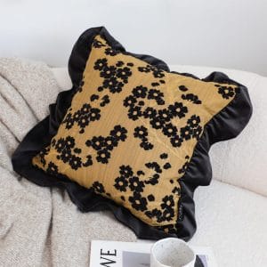 SOGA 2X 45cm Velvique Floral Ruffle Pillowcase – Mustard Gold