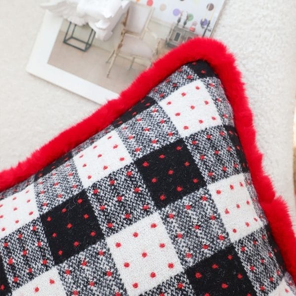 SOGA 2X 45cm CozyFest Square Buffalo Plaid Fleece Pillowcase - Image 8