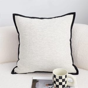 SOGA 2X 45cm Minimalist Cream Pillowcase with Black Piping
