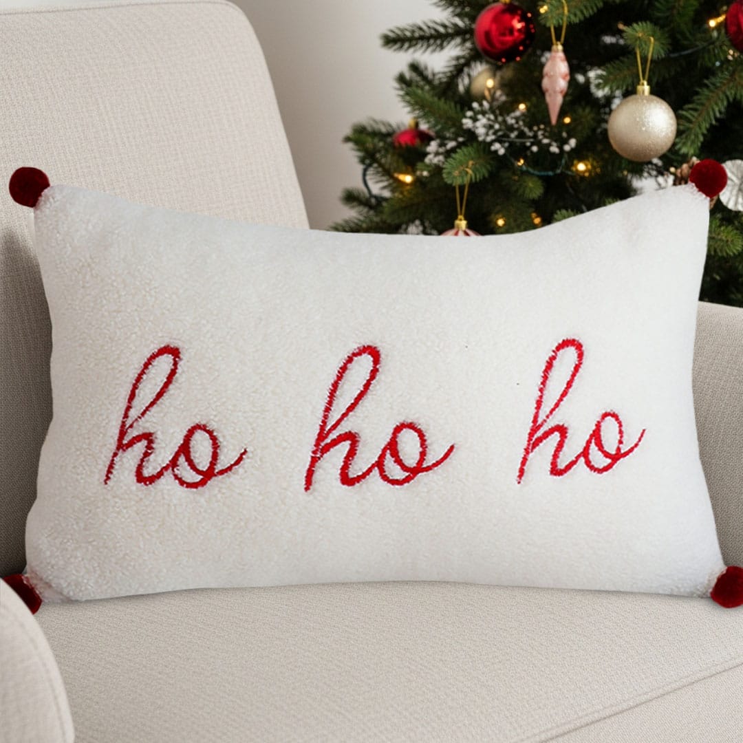SOGA 2X 45cm Ho Ho Ho Sherpa Christmas Pillowcase
