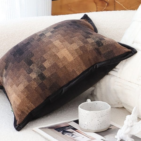 SOGA 2X 45cm Pixelated Comfort Caramel Square Pillowcase - Image 8