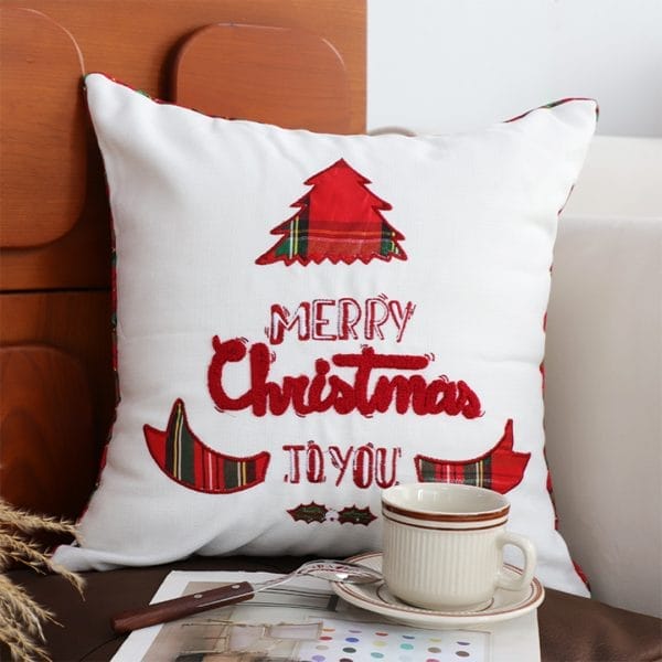 SOGA 2X 45cm “Merry Christmas To You” Festive White Pillowcase with Red & Green Accents ( - Image 8