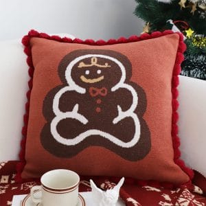 SOGA 2X 45cm Cozy Christmas Gingerbread Man Accent Pillowcase