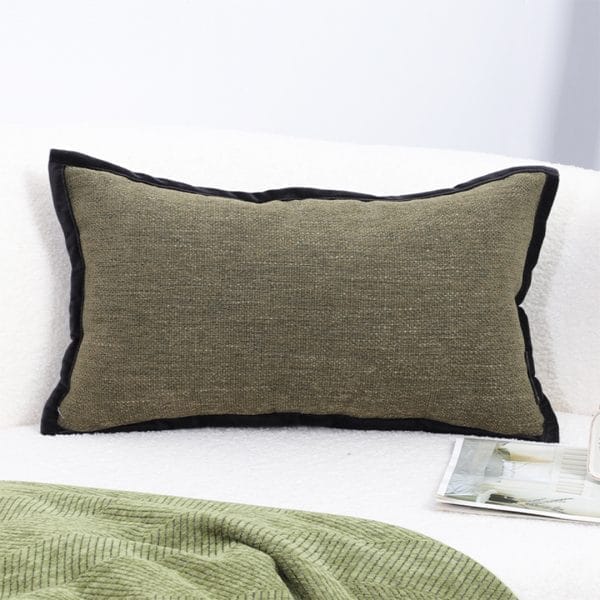 SOGA 2X 30x50cm Versatile Olive Green Lumbar Pillowcase with Black Border - Image 8