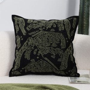 SOGA 2X 45cm Nature-Inspired Midnight Green Embroidered Pillowcase