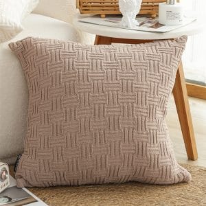 SOGA 2X 45cm Woven Grid Knit Decorative Pillowcase - Taupe Beige