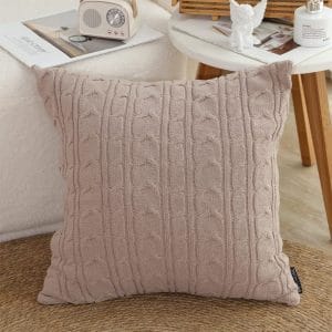 SOGA 2X 45cm Dusty Rose Cable Knit Decorative Pillowcase