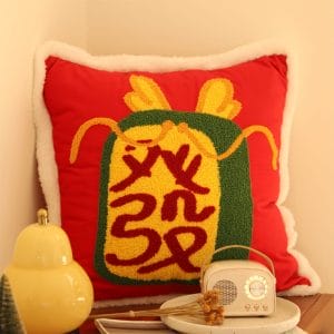 SOGA 2X 45cm “Lucky Treasure” Red Plush Pillowcase
