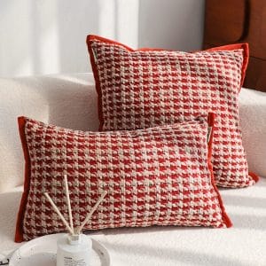 SOGA 2X 30x50cm Cozy Textured Red & White Pillowcase