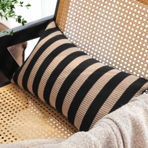 SOGA 2X 30x50cm Black & Tan Striped Rectangular Pillowcase