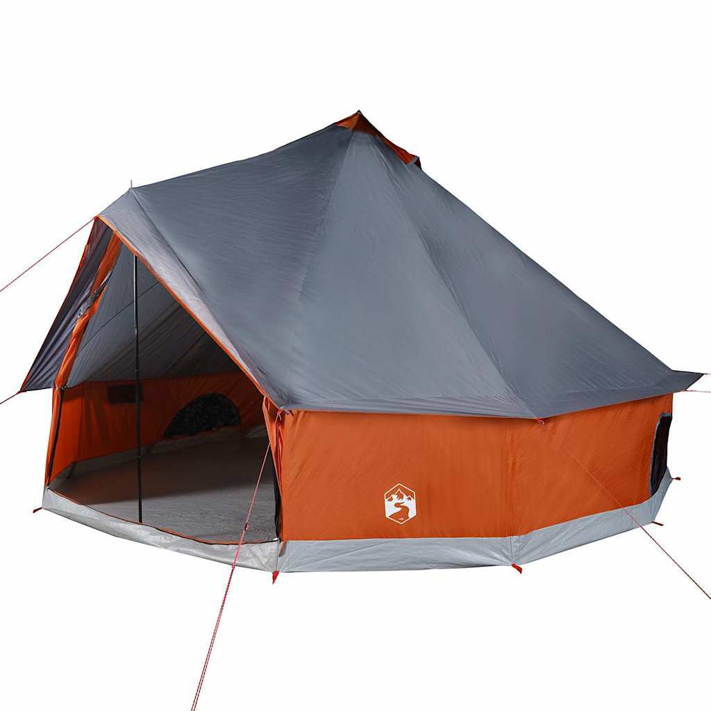 Family Tent Tipi 8-Person Gray and Orange Waterproof - Image 2