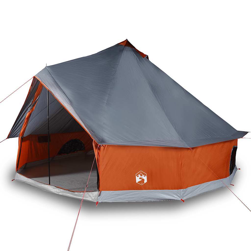 Family Tent Tipi 8-Person Gray and Orange Waterproof - Image 4