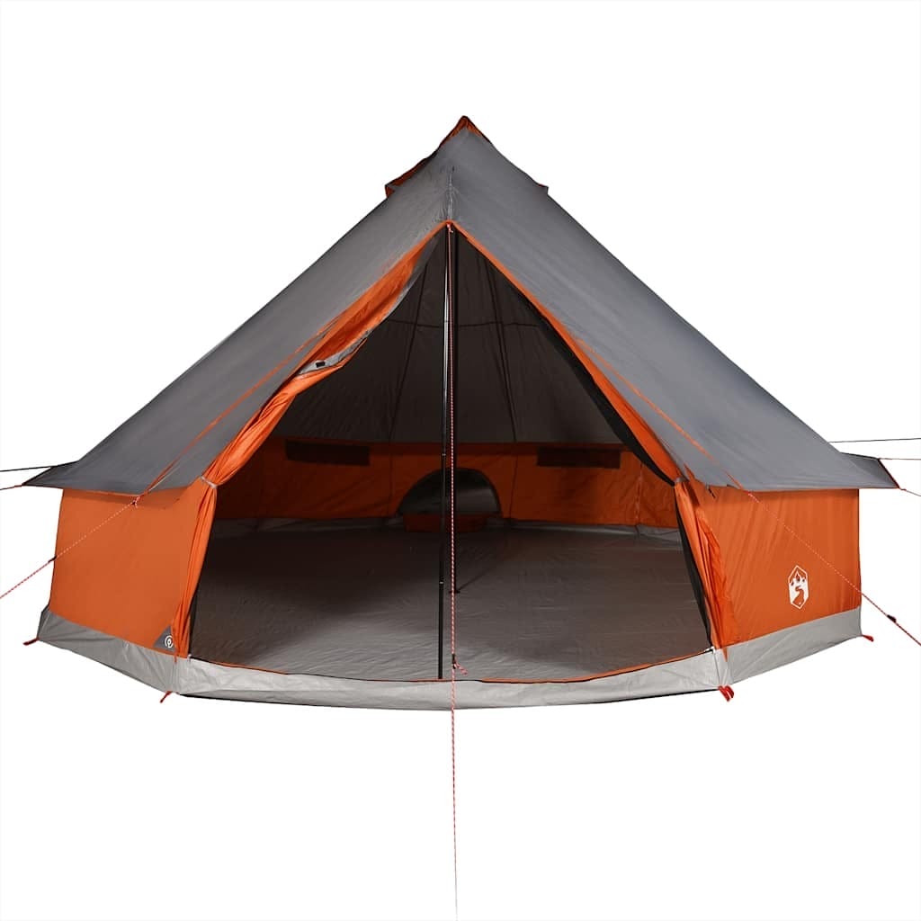 Family Tent Tipi 8-Person Gray and Orange Waterproof - Image 6